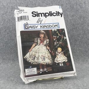 Uncut Daisy Kingdom Child Doll Dress Pattern Size AA 3-6 Vintage Simplicity 7282